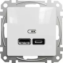 Schneider Electric Sedna Design, USB A+C 2.4A įkrovimo lizdas, baltas