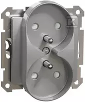 Schneider Electric Sedna Design, 2x2P+PE lizdas su langinėmis rėmų sistemai (Elements rėmams), sidabrinis aliuminis