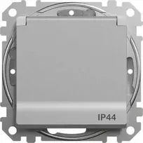 Schneider Electric Sedna Design, 2P+PE lizdas su IP44 langinėmis, sidabrinis aliuminis