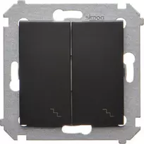 Kontakt-Simon Simon 54 Dvigubas apšviestas laiptų jungiklis (modulis) 10AX 250V varžtų gnybtai juodi matiniai DW6/2L.01/49