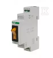 F&F Dviejų padėčių jungiklis WB-1Y 16A 1NO 230V AC su geltonu apšvietimu, skirtas DIN bėgeliui