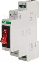 F&F Dviejų padėčių jungiklis WB-1R 16A 1NO 230V AC su raudonu apšvietimu, skirtas DIN bėgeliui