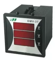 F&F 3 fazių skaitmeninis modulinis TrueRMS voltmetras 100–300 V AC, tikslumas 0,5 % (DMV-3T)