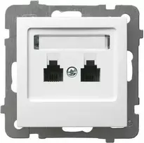 Ospel GPT-2GN/m/00 AS Dvigubas telefono lizdas RJ11, nepriklausomas, baltas GPT-2GN/m/00