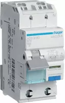 Hager RCBO Liekamosios srovės grandinės pertraukiklis su viršsrovės elementu. 1P+N 6kA B 16A/30mA A tipo QC (ADS916D)