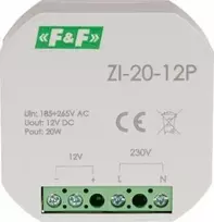 F&F Perjungiamas maitinimo šaltinis dėžutei 180-264V AC, išėjimas 12V DC 1.6A 20W ZI-20-12P