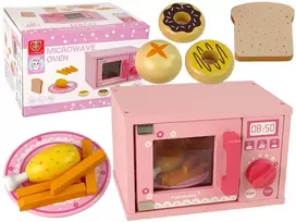Lean Toys Žaislinė mikrobangų krosnelė su priedais, rožinė