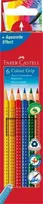 Akvareliniai spalvoti pieštukai Faber-Castell Grip, tribriauniai, 6 spalvų