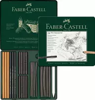 Rinkinys Faber-Castell PITT Charcoal Monochrome, skirtas eskizavimui, 24vnt