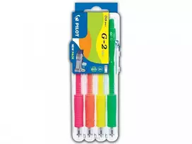 *Geliniai tušinukai Pilot G-2 Set2Go 0.5 Neon, 4vnt/pak, įvairių spalvų