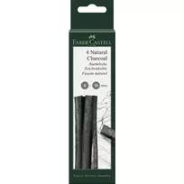 Anglies kreidelės Faber-Castell, natūralios, Ø 9-15mm, juodos spalvos, dėžutėje 4vnt