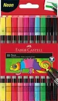 Flomasteriai Faber-Castell, dvipusiai, 10 neoninių spalvų