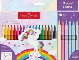 Flomasteriai Faber-Castell Unicorn, 18+6 spalvų