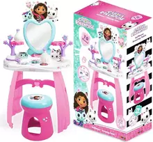 Smoby „Gabi Cat House“ didelis tualetinis staliukas su veidrodžiu ir taburete + 10 aksesuarų grožio salonas