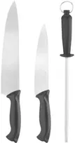 Hendi 18 cm ir 24 cm ilgio virėjo peilių rinkinys su galąstuvu