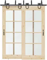 Stumdomų durų įrangos rinkinys, juodos spalvos, 183 cm, plienas