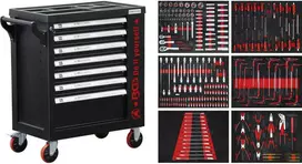 Bgs Technic Įrankių vežimėlis su įrankiais | 7 stalčiai | 1 šoninės durys | 250 vnt. (6058)