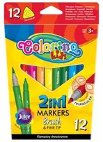 Patio Flomasteriai Colorino Kids 2in1, dvipusiai, tribriauniai, 12 spalvų