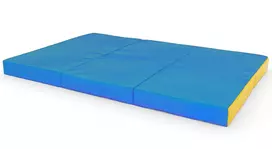 Sulankstomas gimnastikos čiužinys SANRO 150x100x10 cm mėlynai-geltonas (3 dalių)