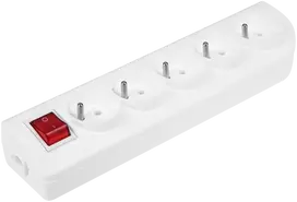 Elgotech Prailginimo laido lizdas x 5 su įžeminimu ir jungikliu, baltas GN-50W