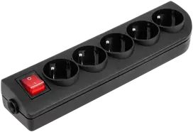 Elgotech Prailginimo laido lizdas x 5 su įžeminimu ir jungikliu, juodas GN-50W-2