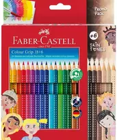 Akvareliniai spalvoti pieštukai Faber-Castell Colour Grip 18 +6 odos atspalvio spalvos