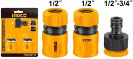 Ingco HHCS03122 žarnos jungtis 1/2" 2 vnt. + tarpinė 1/2"-3/4" plastikinė
