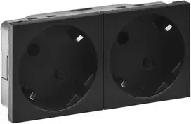 Kištukinis lizdas Legrand 079372L (juodas, matinis, 2x2P+E 45° kampas, IP20)