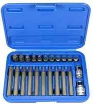 Sukimo antgalių komplektas Condor Werkzeug C1011/1; 3/8''+1/2''; Torx T10-55; 23 vnt.