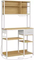 Songmics Vasagle Virtuvės lentyna su lizdais ir medžiaginiu stalčiumi 40 x 100 x 180,4 cm