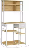 Songmics Vasagle Virtuvės lentyna su lizdais ir medžiaginiu stalčiumi 40 x 80 x 180,4 cm