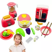 Lean Toys LeanToys Rinkinys Kuchenny Gotowanie Šaldytuvas Sulčiaspaudė Skrudintuvas Priedai Kuchenne
