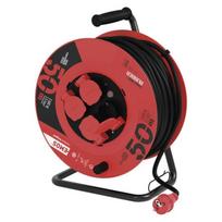 Ilgiklis - ritė 4 lizdų 50m su įžeminimu, 3x1.5mm², 16A, 3680W, kabelis su gumine izoliacija H05RR-F3G, IP44
