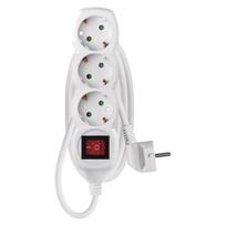 Ilgiklis 3 lizdų 1.5m su įžeminimu, su jungikliu (baltas) 1.5mm²