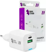 Spacetronik 2in1 USB-C USB PD greitasis įkroviklis 35W 3,6A baltas