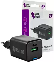 Spacetronik 2in1 USB-C USB PD greitasis įkroviklis 35W 3.6A juodas
