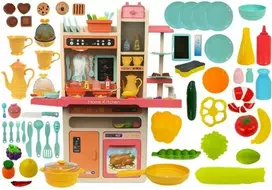 Lean Toys Vaikiška virtuvėlė su šviesos ir garso efektais, rožinė