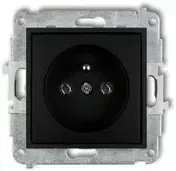 Karlik Elektrotechnik Karlik Viengubas kištukinis lizdas su įžeminimu Karlik Icon 12IGP-1z 2P+Z be srovės kelio sklendių, juodas matinis
