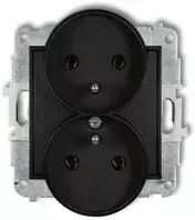 Karlik Elektrotechnik Karlik Dvigubas lizdas Karlik Icon 12IGPR-2z rėmui su įžeminimu 2x2P+Z be srovės kelio sklendių, juodas matinis