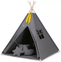 Vaikiška tipi palapinė su kilimėliu ir pagalvėlėmis – antracito