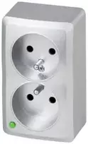 Elektro Plast Nasielsk Elektro-Plast BERG Dvigubas lizdas su įžeminimu n/t GNT 2x2P+Z sidabras 3743-06