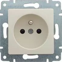 Kos Elektro System KOS Vienvietis lizdas Vena su įžeminimu ir užuolaidėle 16A 250V kreminė (510334)