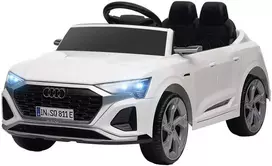 AIYAPLAY vaikiškas elektrinis automobilis 12V vaikiškas automobilis su 2.4G nuotolinio valdymo pulteliu, MP3 muzika ir garso signalu, elektrinis automobilis su priekiniais žibintais, 4 spyruokliniai ratai, 3-5 km/h, skirtas 3-6 metų vaikams, baltas
