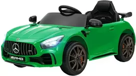 AIYAPLAY vaikiškas elektromobilis 12 V, su 2,4G nuotolinio valdymo pulteliu, USB, MP3, muzika, transporto priemonė su šviesomis, švelnus startas, atbulinės eigos funkcija, 3-5 km/h, vaikams nuo 3-6 metų, žalias