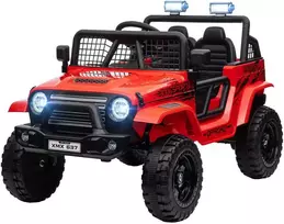 Aiyaplay HOMCOM Elektrinis vaikiškas automobilis, 12 V 3-5 km/val. visureigis su muzikine jungtimi, vaikiška transporto priemonė su 2.4G nuotolinio valdymo pulteliu, žibintais, garso signalu, elektrinė vaikiška transporto priemonė 3-6 metų vaikams, raudona