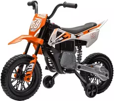 AIYAPLAY vaikiškas elektrinis motociklas, 12V vaikiškas motociklas su muzika, vaikiška transporto priemonė su nuimamais mokomaisiais ratais, 2,4-5 km/val., skirtas 3-6 metų vaikams, ne daugiau kaip 30 kg, oranžinis