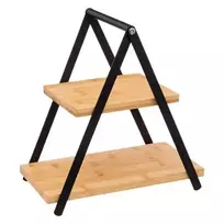 Secret De Gourmet Bamboo Padėklas pyragams, vaisiams, bambukams, dviejų pakopų, aukštis 29,3 cm