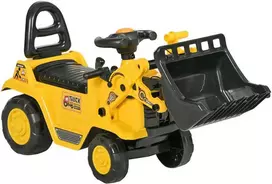 HOMCOM Slide car vaikiška ekskavatoriaus sėdynė ekskavatorius su daiktadėže ir rageliu, ratu, geltona+juoda