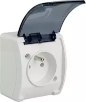 Elektro Plast 61.376 Koala Vienvietis lizdas su įžeminimu (2P+Z) į montavimo dėžutę IP44 baltas su dūmų spalvos dangteliu VG 161-51 61.376