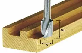 Spiralinė griovelių freza su galiniais ašmenimis Festool; Ø16 mm; 20/52 mm